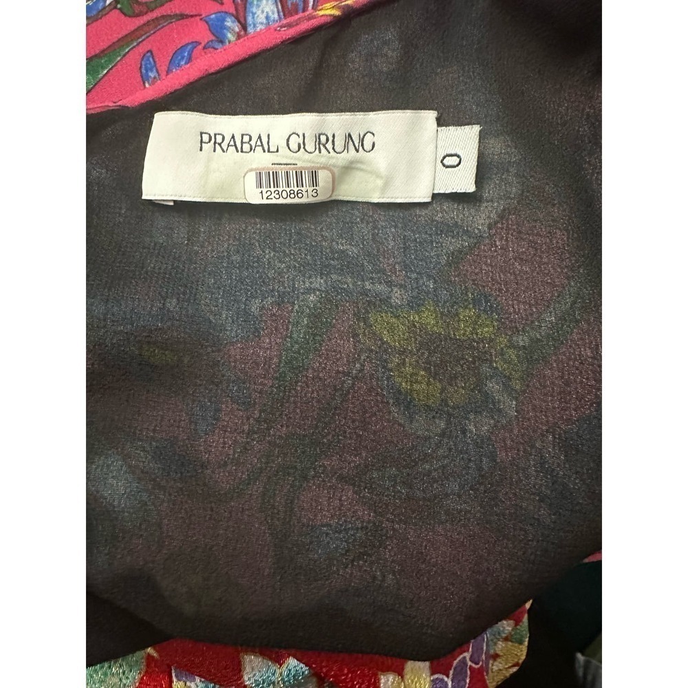 PRABAL GURUNG Collective Pink Floral Cape Waist-Tie Top - Sz 0 - Picture 6 of 6